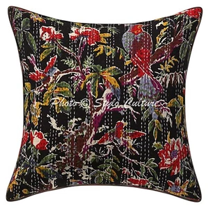 Home Decor Pillow Cover Kantha Bohemian Ethnic Cushion Cover Throw 16 x 16 in - Picture 1 of 6