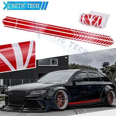 2Pc Red Racing Sporty Style Side Skirt Body Vinyl Sticker For Audi A4 A3 A5 A6 - Image 1 of 4