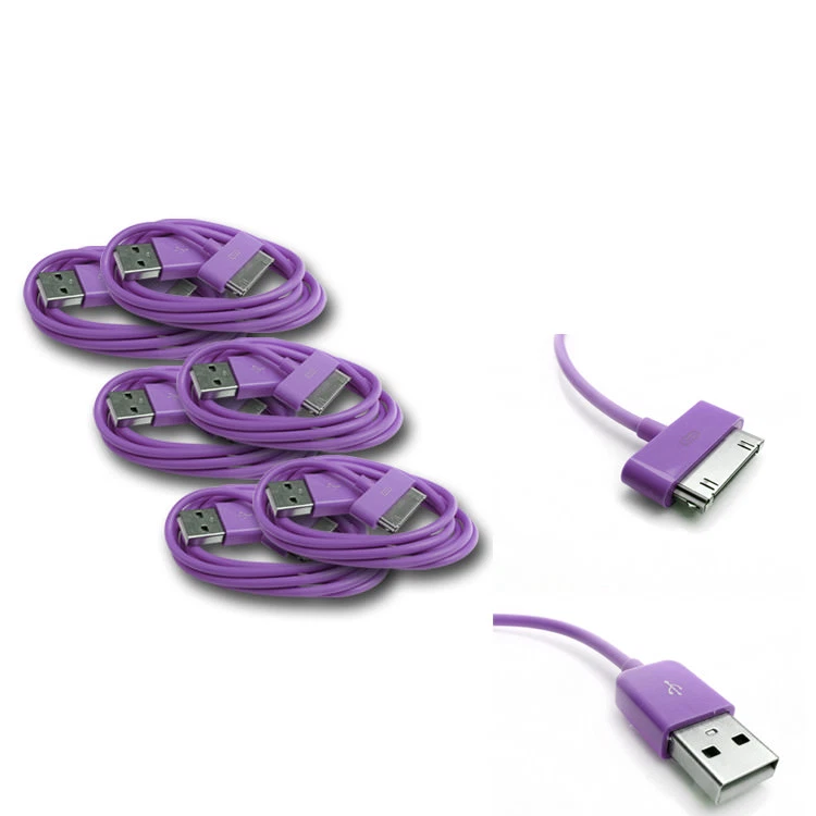 6 PCS USB SYNC DATA POWER CHARGER CABLES APPLE NEW IPAD IPHONE IPOD TOUCH PURPLE - Image 1 of 1