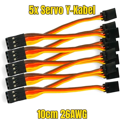 5x Y Servokabel Graupner JR Futaba Y-Kabel Verlängerung Splitter Verteiler 10cm - Bild 1 von 4