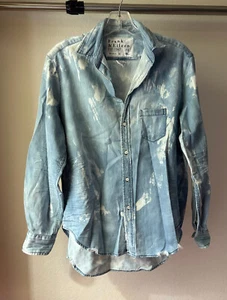 Frank & Eileen KK Ron Herman Distressed Shirt Button Up Blue Denim SMALL - Picture 1 of 8