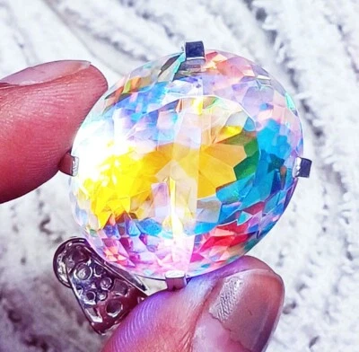 84.50 Ct Mystic Quartz Multi-Color GS Solid Silver Pendant Certified Loose Gems - Image 1 of 4