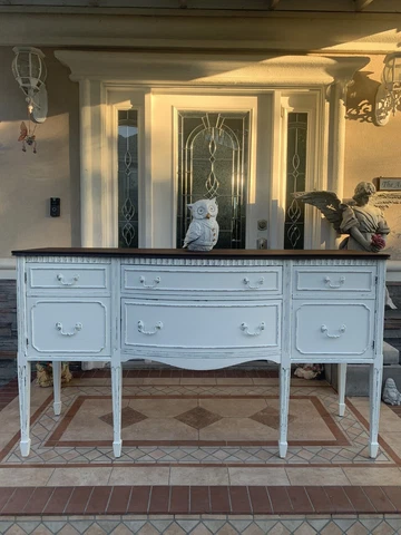 Shabby Chic Buffet Sideboard Farmhouse French Country Cottage Server Cover
