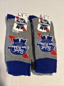 Pabst Blue Ribbon Beer Socks 4 Pair Total Men's Casual Crew Size 8-12 NEW - Picture 1 of 4