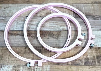 Set Of 3 Pink Embroidery Hoops 2-8'', 1-5'' - Image 1 of 4