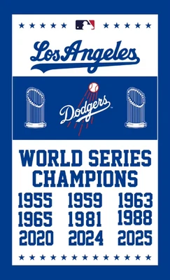 Los Angeles Dodgers Fans 3x5 ft MLB 2025 World Series Champions Banner Flag - Image 1 of 2