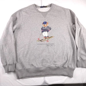 Men's Polo Ralph Lauren Skiing Bear Ski Crewneck Sweatshirt Gray Size XL - Picture 1 of 4