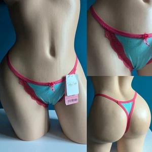 NWT Vtg Rene' Rofe' Lingerie Retro Polka Dot Thong String Bikini Panties L/7 NOS - Picture 1 of 11