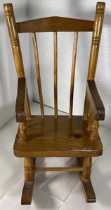 Vintage Wooden Miniature Doll Rocking Chair Approx 11” Tall - Picture 1 of 14