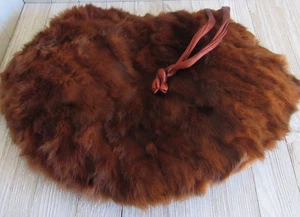 Vintage Muff Fur Mink ? Ruche Back Zipper Purse Satin Interior 16" W x 11"L - Picture 1 of 6