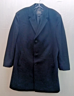 Jos A Bank Trench Overcoat Men's Size 44R Wool Cashmere Black  - Image 1 of 4