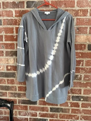 J Jill Hoodie Womens S Blue Tie Dye French Terry Tunic Pockets Pure Sweatshirt - Image 1 of 4