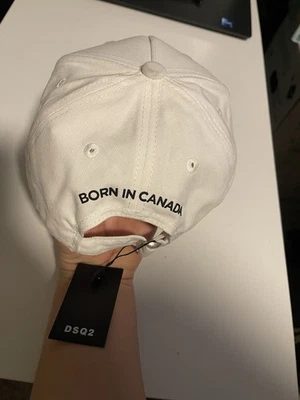 Gorra de béisbol DSQ2 blanca con bordado "Born in Canada", talla única Foto 1 de 4