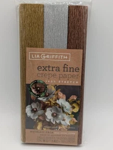Lia Griffith Extra Fine Crepe Paper 3 Rolls Colors-Gold Silver Copper - Picture 1 of 4