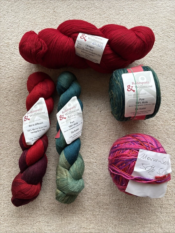 Rohrspatz & Wollmeise Wolle, Merino, 4 x Pure, 1 x Wolle/Seide, 1 kg - Bild 1 von 4