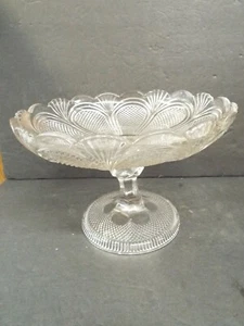 Antique 19th CENTURY ELEGANT GEORGE DAVIDSON DIAMOND POINT GLASS COMPOTE Bowl - Picture 1 of 6