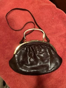 Vintage Susan Gail Hand Bag Snake Skin Purse Brown Gold Snap Closure GUC (60) - Picture 1 of 8