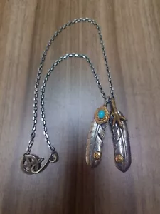 Goro's Feder Türkis extra groß Silber Gold Kette Halskette Herren von JP - Bild 1 von 4