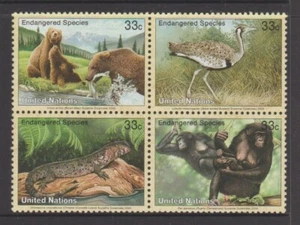UNITED NATIONS  NEW YORK 2000 Endangered Species (8th Series) Block of 4 $1.60 - Picture 1 of 1