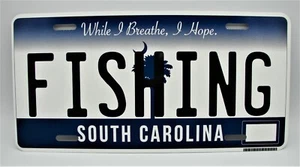 FISHING SOUTH CAROLINA STATE METAL NOVELTY CAR LICENSE PLATE AUTO TAG - Picture 1 of 12