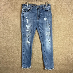 American Eagle Slim Jeans Mens Size 33 x 32 Blue Extreme Flex Distressed Denim - Picture 1 of 12