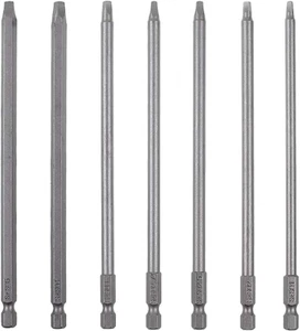 7 Pcs 1/4 Inch Hex Shank Long Magnetic Square Head Screwdriver Bits Set Power To - Picture 1 of 12