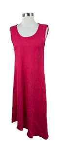 Flax Linen Dress S Rose Pink Sleeveless Dress Lagenlook Quiet Luxury Asymmetric - Picture 1 of 4