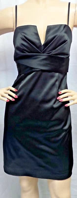 WHITE HOUSE BLACK MARKET   BLACK FORMAL COCKTAIL EMPIRE SATIN DRESS SIZE: 4 - Image 1 of 3