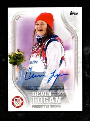 2018 Topps Equipo Olímpico de Estados Unidos DEVIN LOGAN Esquí Estilo Libre #19 Autógrafo 49/60 Foto 1 de 2