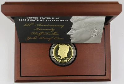 2014 W 3/4 Oz GOLD Kennedy 50th Anniversary High Relief Proof 50C Coin +BOX &COA - Image 1 of 4