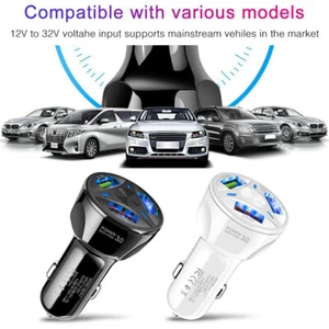 3 USB Port Fast Car Charger Adapter for iPhone Samsung Android Cell Phone - Photo 1 sur 14