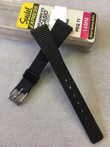 14mm VINTAGE SPEIDEL EXPRESS BLACK RUBBER WATCH BAND  New REPLACEMENT FITS CASIO - Picture 1 of 4