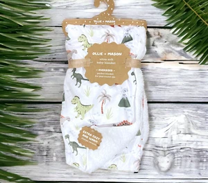 Ollie + Mason Dinosaur Baby Blanket Sherpa on Reverse 30x40 Polyester Plush NEW - Picture 1 of 1