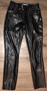 Abercrombie & Fitch Curve Love Skinny Faux Leather Black Goth Pants 25/0 Short - Picture 1 of 7