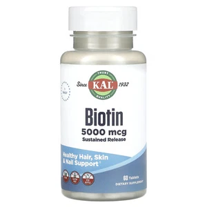 Biotin, Sustained Release, 5,000 mcg, 60 Tablets - Picture 1 of 2