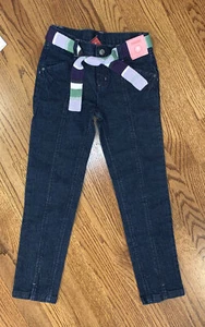 Gymboree NWT Sz 7 Dance Team Belted Jeans Denim Pants Dark Wash - Picture 1 of 7