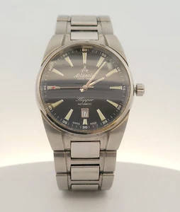 Atlantic Skipper Automatic Stainless Steel 42mm Black Dial Men's Watch 83765 - Picture 1 of 13
