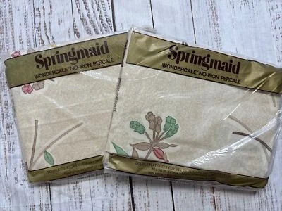 VINTAGE SPRINGMAID SHEETS FLAT FITTED DOUBLE FOR 54 X 76 MATTRESS SUNRISE SUNSET - Image 1 of 4