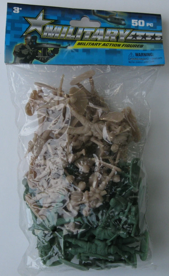 Military Action Figures--50 Piece Set--Green & Tan In Color--2 Inch Tall Plastic - Image 1 of 1
