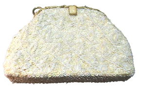 Vintage Original Creation by Grande Maison Blanche Abendtasche mit Pailletten & Perlen! - Bild 1 von 5