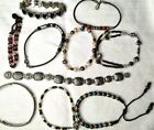 Lot Of 9 Misc Bracelets  Silver Tone Blacks Reds Greys