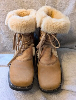 Bota con cordones LA CANADIENNE para mujer piel de oveja tostada gamuza piel de oveja talla 8-1/2 M 12475 Foto 1 de 4