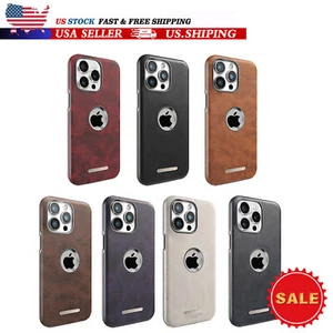 Custodia classica magnetica in pelle vista logo da uomo per iPhone 16 Pro Max 15 14 13 12 - Foto 1 di 20