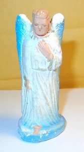 ANTIGUO BELÉN VINTAGE CRECH AZUL BLANCO ÁNGEL TIZA YESO COMPUESTO 3-3/4" - Imagen 1 de 6