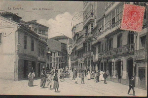 ANTIGUA POSTAL LA CORUÑA CALLE PANADERAS GALICIA 1913 POSTCARD POSTKARTE CC01224 - Imagen 1 de 1