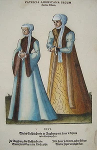 Jost Amman Tracht Augsburg seltener prachtvoll kolorierter Holzschnitt 1577 2 - Picture 1 of 2