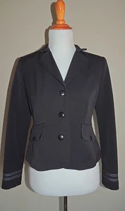 WOMENS SIGNATURE LARRY LEVINE BLACK POLY BLEND 3 BUTTON BLAZER SIZE 4P - Picture 1 of 9
