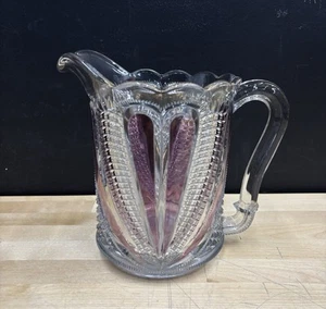 Antique 1890-1900 EAPG by US GLASS Pressed Glass Ruby/Gold Stained Pitcher RARE - Picture 1 of 10