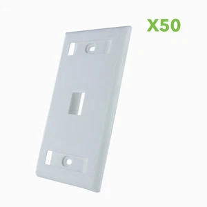 50 X 1-Port Keystone Jack RJ45 CAT Network Faceplate Wall Plate- White w/Windows - Afbeelding 1 van 3