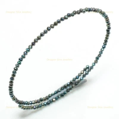 Brazalete de plata esterlina piedra espinela negra Cyber Monday cadena envoltura de alambre de memoria Foto 1 de 4